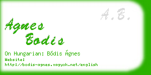 agnes bodis business card